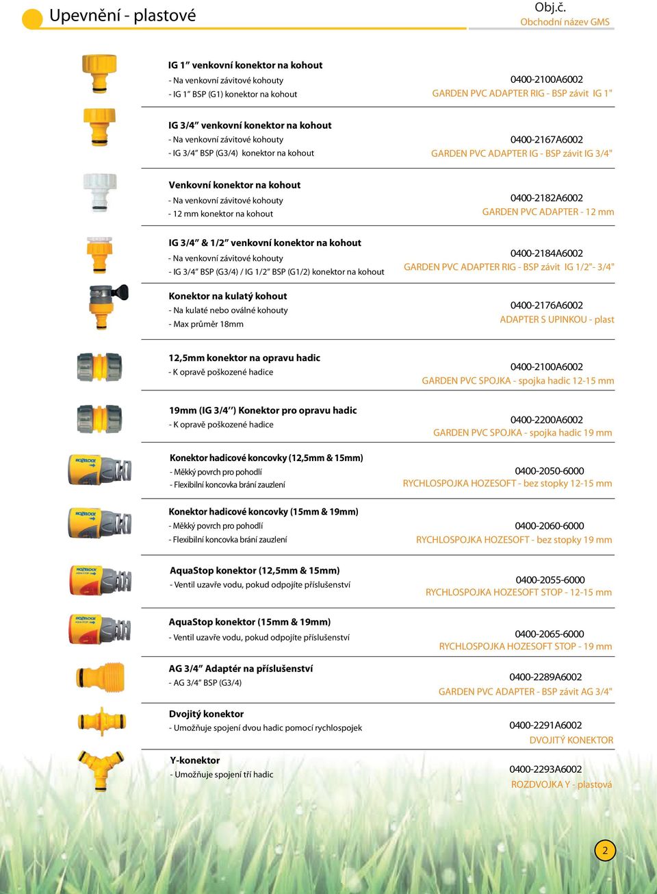 (G1/) konektor na kohout Konektor na kulatý kohout - Na kulaté nebo oválné kohouty - Max průměr 18mm 1,5mm konektor na opravu hadic - K opravě poškozené hadice 19mm (IG 3/4 ) Konektor pro opravu