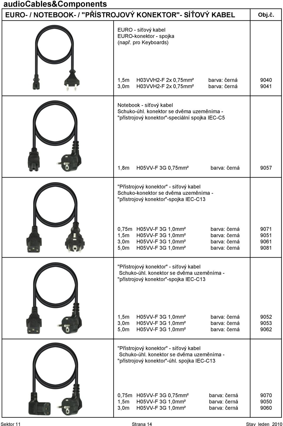 konektor se dvěma uzeměníma - "přístrojový konektor"-speciální spojka IEC-C5 1,8m H05VV-F 3G 0,75mm² barva: černá 9057 "Přístrojový konektor" - síťový kabel Schuko-konektor se dvěma uzeměníma -