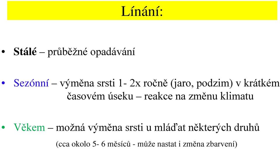 na změnu klimatu Věkem možná výměna srsti u mláďat