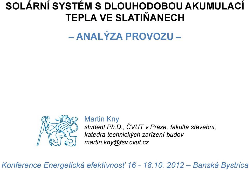 , ČVUT v Praze, fakulta stavební, katedra technických zařízení