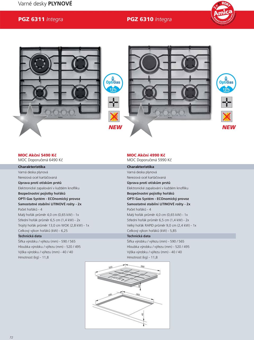 - 2x Samostatné stabilní LITINOVÉ rošty - 2x Počet hořáků - 4 Počet hořáků - 4 Malý hořák průměr 4,0 cm (0,65 kw) - 1x Malý hořák průměr 4,0 cm (0,65 kw) - 1x Střední hořák průměr 6,5 cm (1,4 kw) -