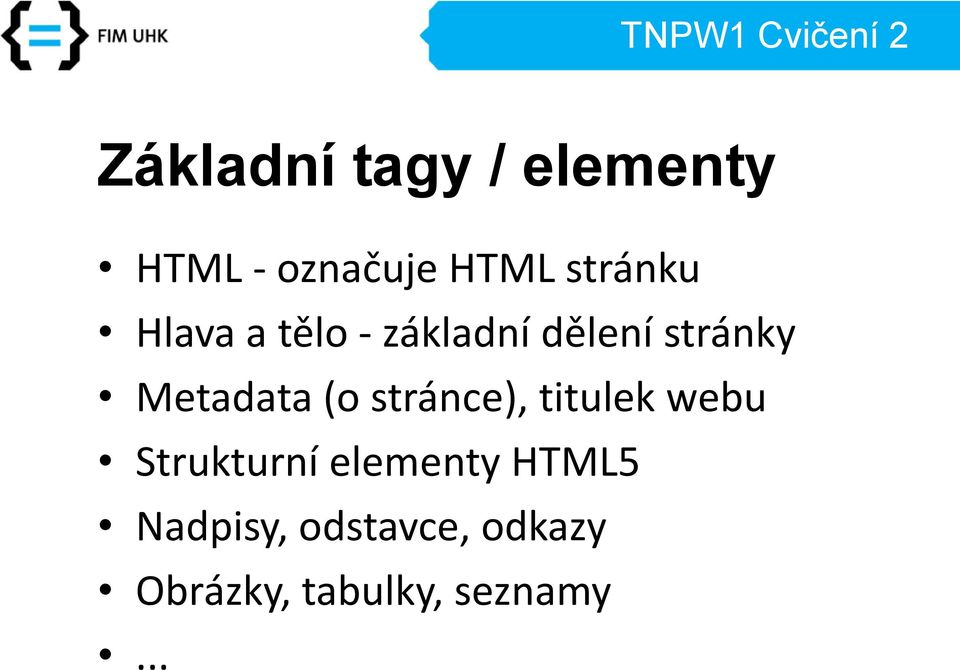 Metadata (o stránce), titulek webu Strukturní