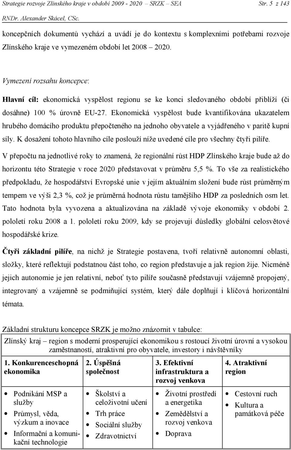 Vymezení rozsahu koncepce: Hlavní cíl: ekonomická vyspělost regionu se ke konci sledovaného období přiblíží (či dosáhne) 100 % úrovně EU-27.