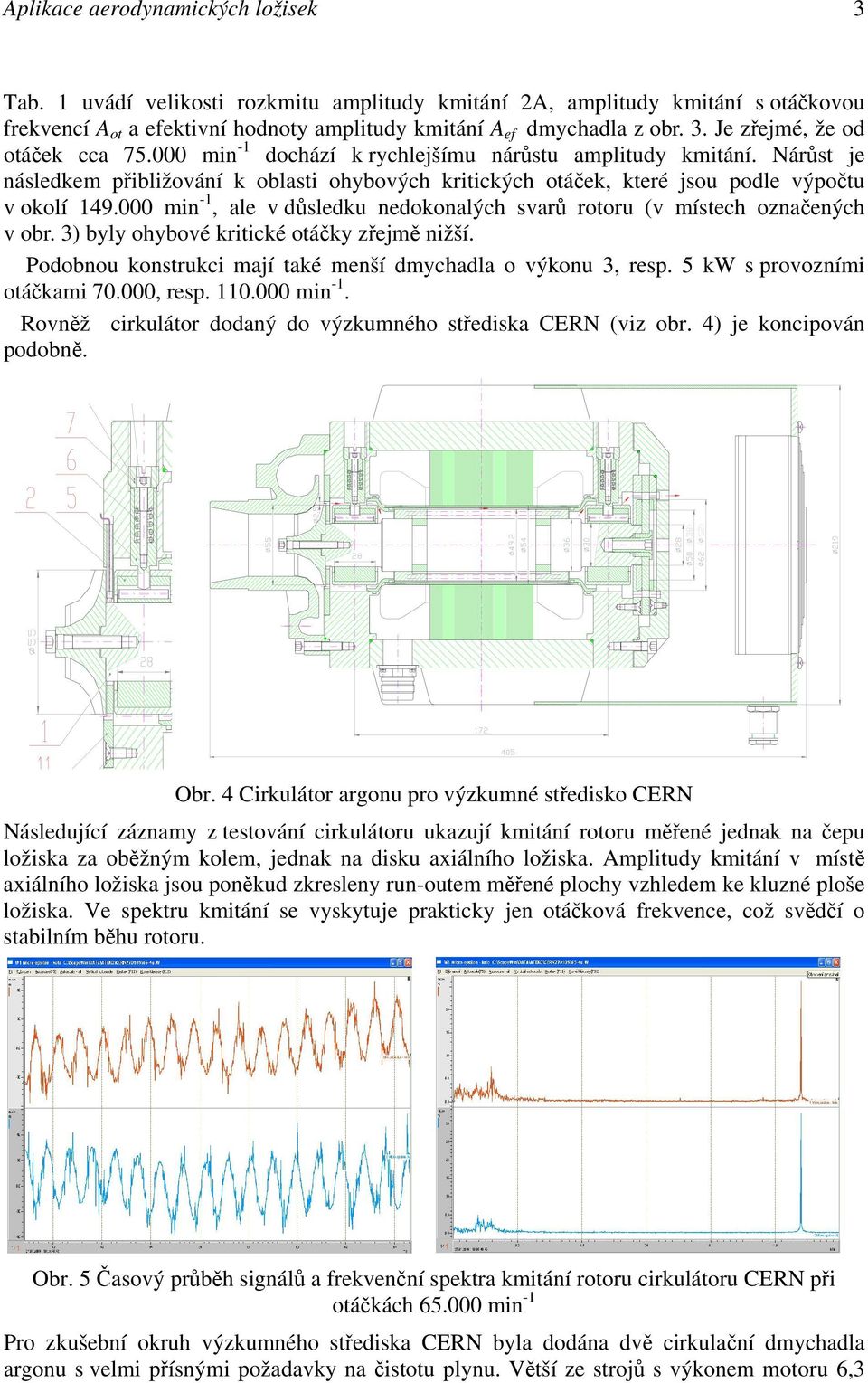 000 min -1, ale v důsledku nedokonalých svarů rotoru (v místech označených v obr. 3) byly ohybové kritické otáčky zřejmě nižší. Podobnou konstrukci mají také menší dmychadla o výkonu 3, resp.