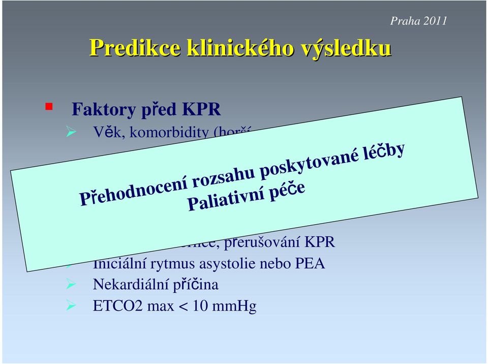 Paliativnípéče Doba mezi zástavou a zahájením KPR Doba trvání KPR Prodleva