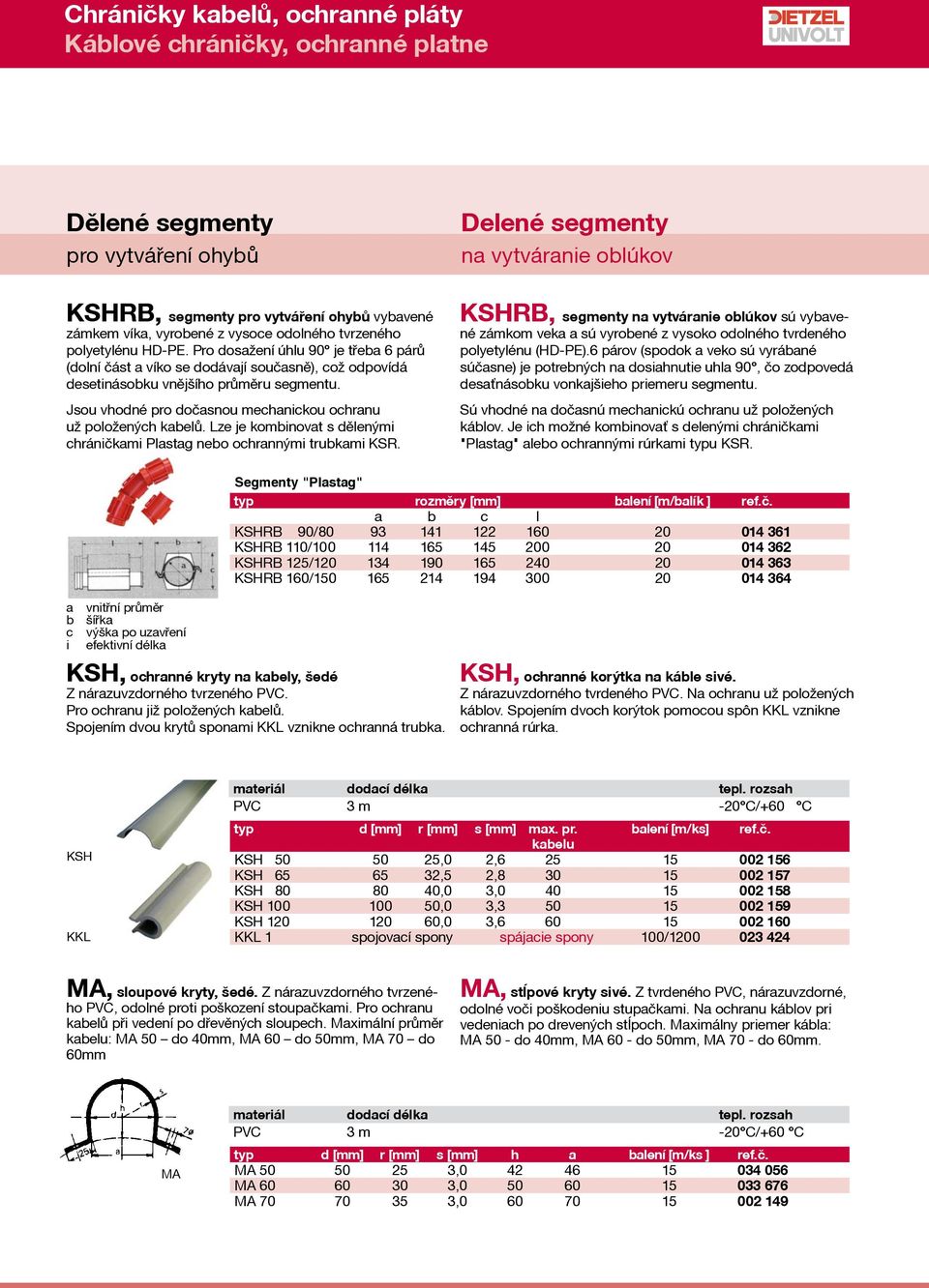 Lze je kombinovat s dělenými chráničkami Plastag nebo ochrannými trubkami KSR.
