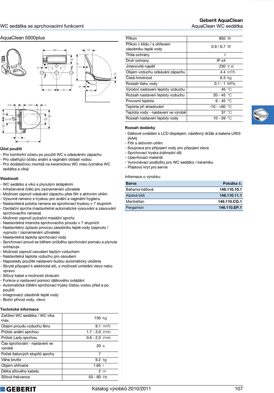 ohřevem zásobníku teplé vody 0.9 / 6.7 W Třída ochrany I Objem vzduchu odsávání zápachu 4.4 m³/h Čistá hmotnost 6.3 kg 0.