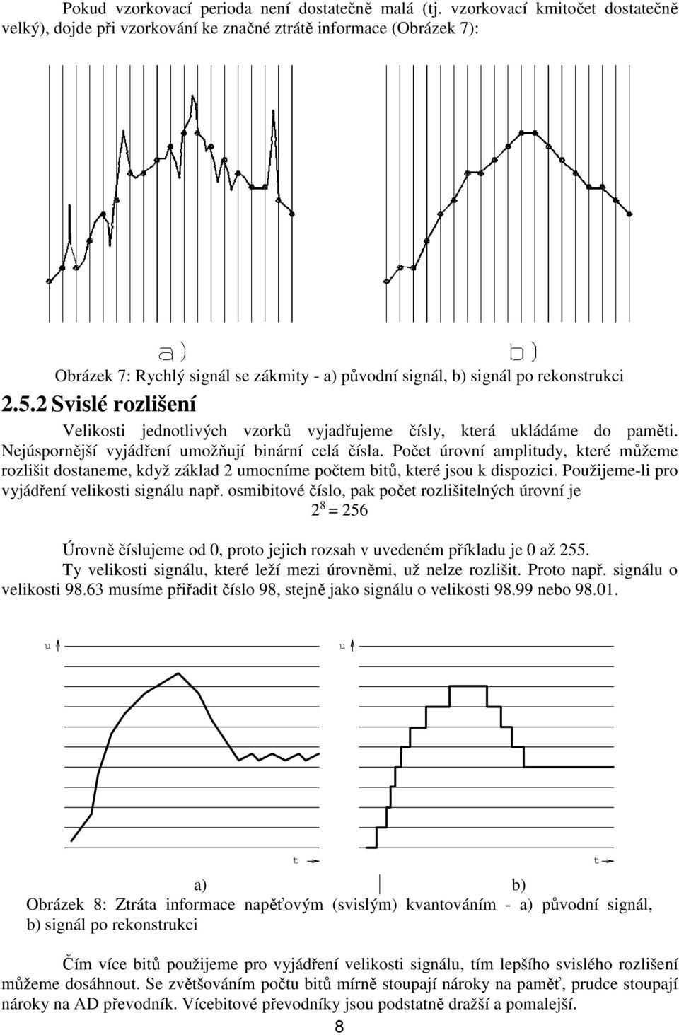 2 Svislé rozlišení Velikosti jednotlivých vzorků vyjadřujeme čísly, která ukládáme do paměti. Nejúspornější vyjádření umožňují binární celá čísla.
