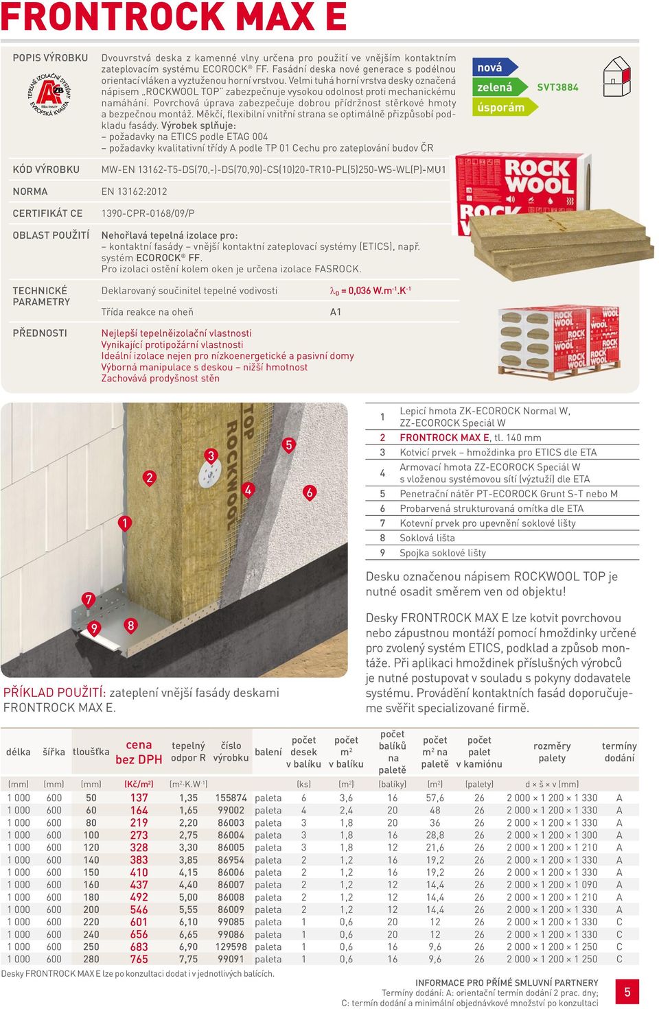 Velmi tuhá horní vrstva desky označená nápisem ROckWOOL top zabezpečnuje vysokou odolnost proti mechanickému namáhání. Povrchová úprava zabezpečuje dobrou přídržnost stěrkové hmoty a bezpečnou montáž.