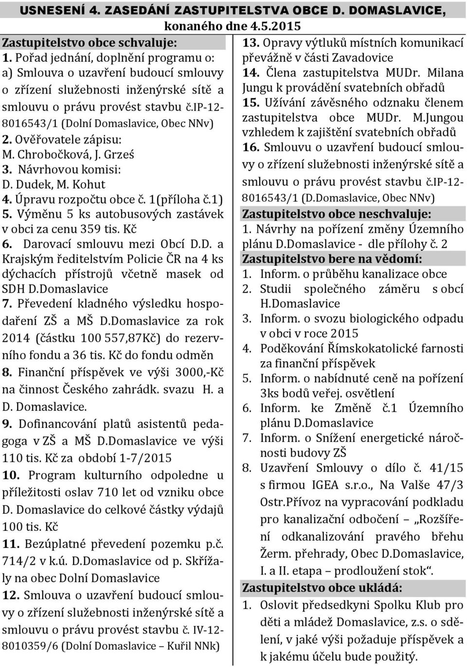 Milana o zřízení služebnosti inženýrské sítě a Jungu k provádění svatebních obřadů smlouvu o právu provést stavbu č.ip-12-15.