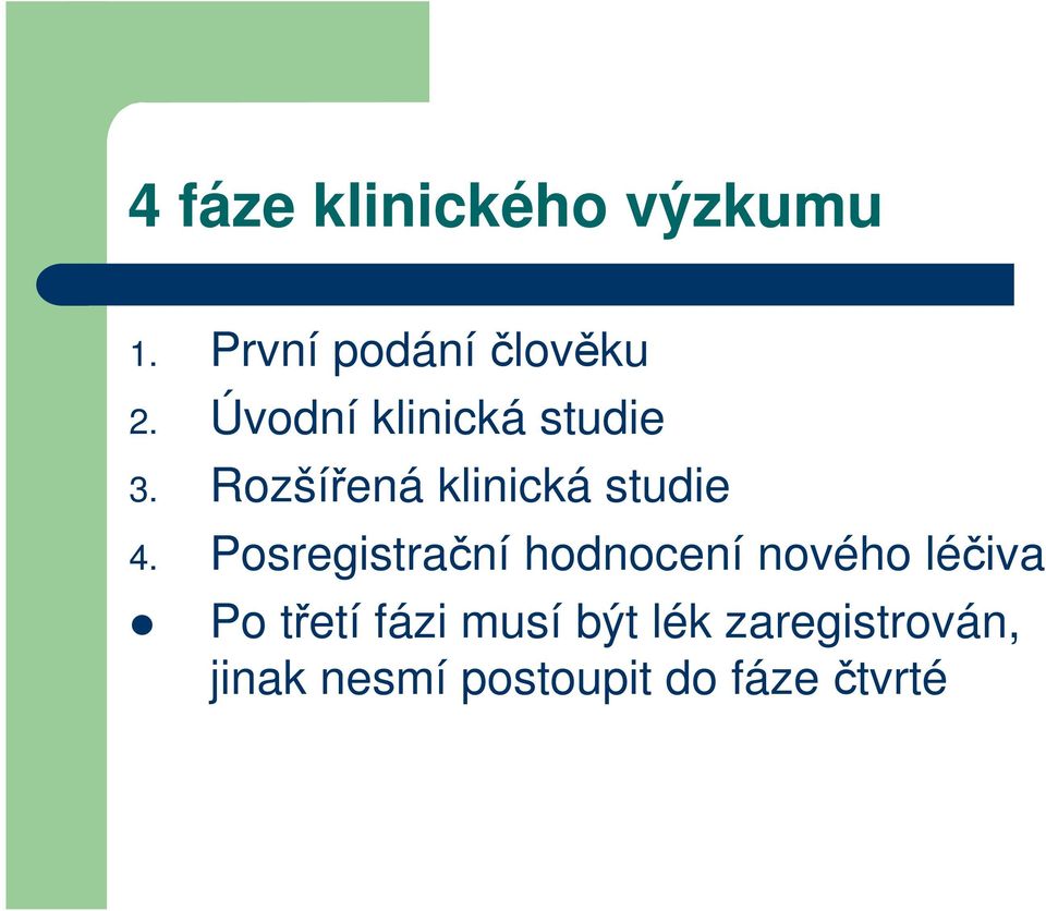 Posregistrační hodnocení nového léčiva Po třetí fázi