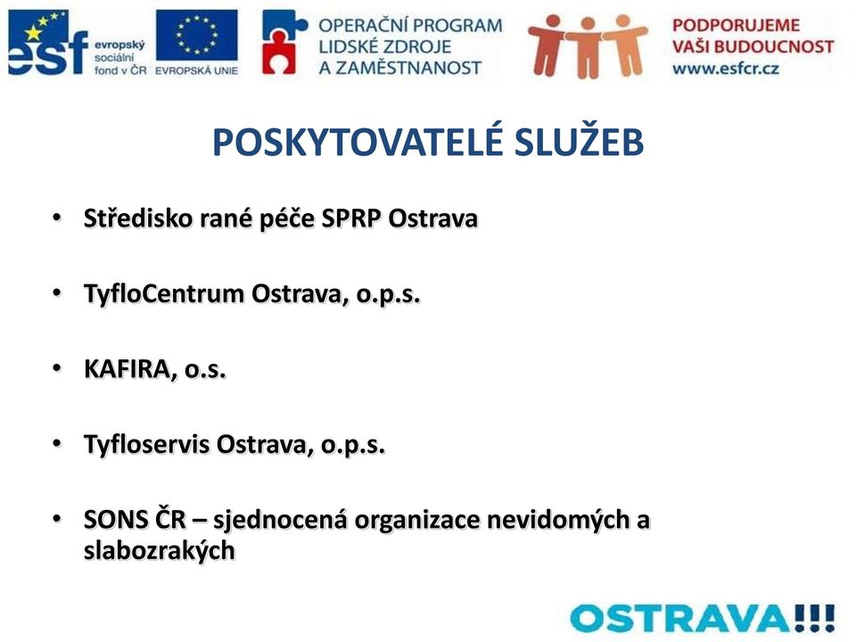 s. Tyfloservis Ostrava, o.p.s. SONS ČR