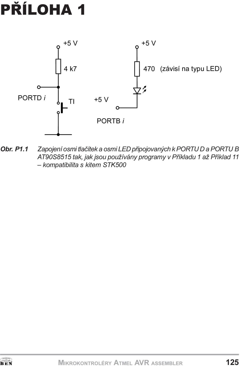 B AT90S8515 tak, jak jsou používány programy v Pøíkladu 1 až