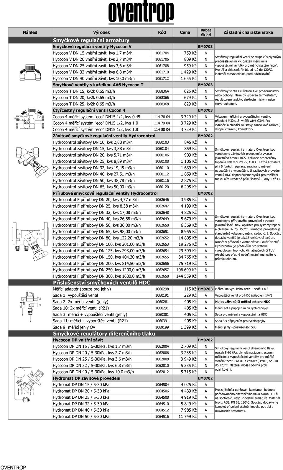 kuželkou AV6 Hycocon T Hycocon T DN 15, kv2k 0,65 m3/h 1068364 625 Kč N Hycocon T DN 20, kv2k 0,65 m3/h 1068366 679 Kč N Hycocon T DN 25, kv2k 0,65 m3/h 1068368 829 Kč N Čtyřcestný regulační ventil