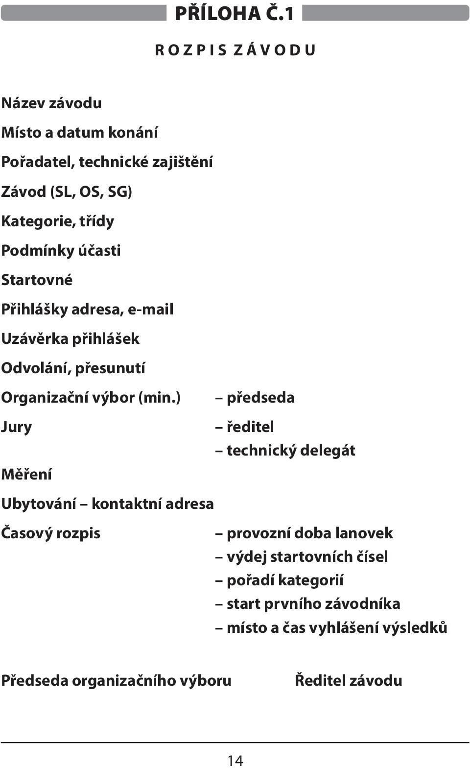 Podmínky účasti Startovné Přihlášky adresa, e-mail Uzávěrka přihlášek Odvolání, přesunutí Organizační výbor (min.