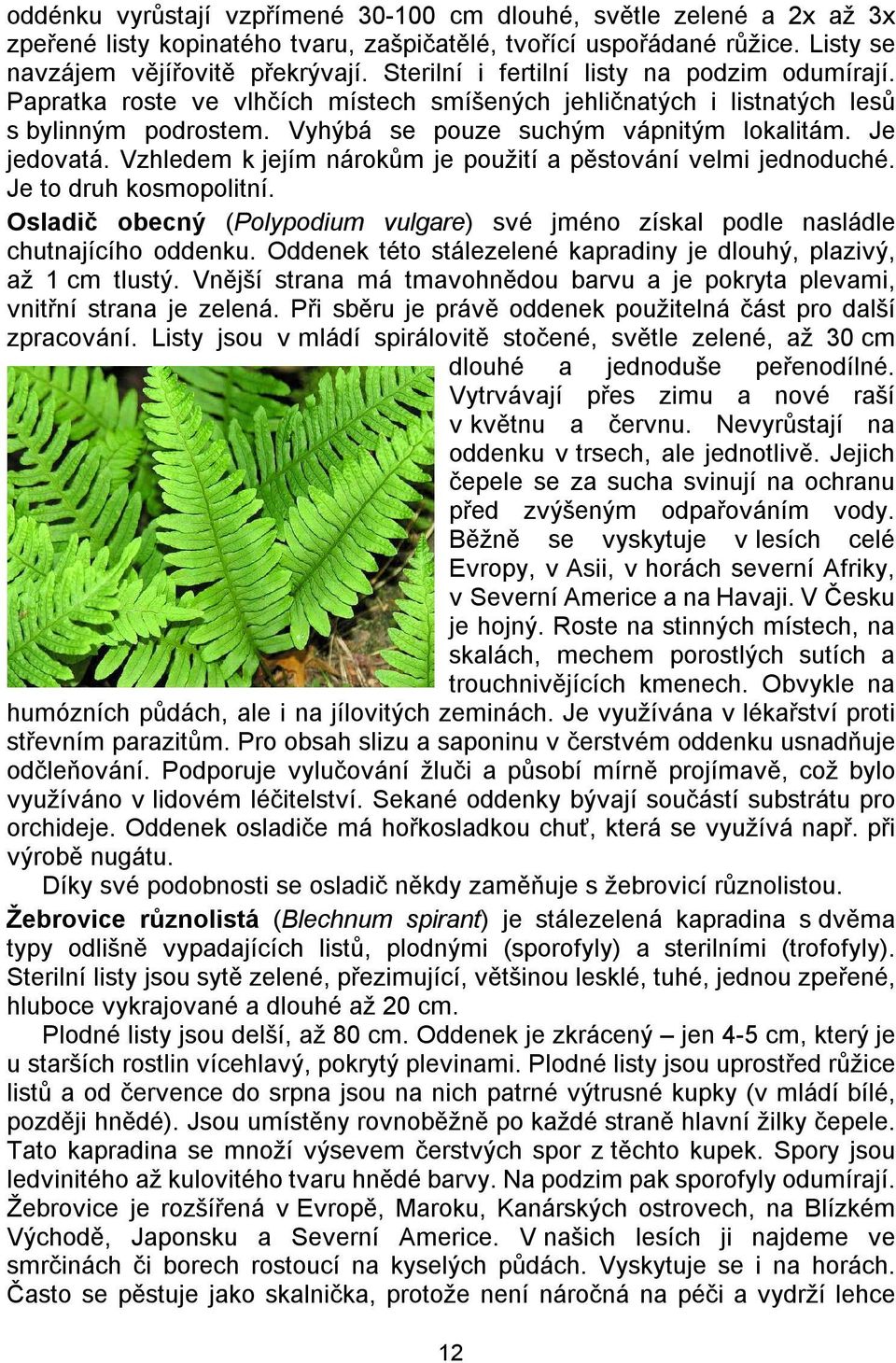 Vzhledem k jejím nárokům je použití a pěstování velmi jednoduché. Je to druh kosmopolitní. Osladič obecný (Polypodium vulgare) své jméno získal podle nasládle chutnajícího oddenku.