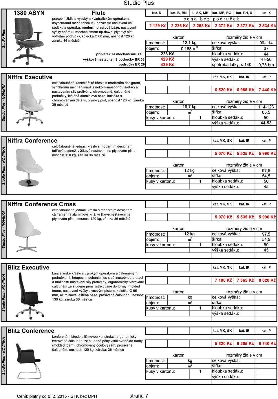 534 Kč výšky opěráku mechanismem up-down, plynový píst, 2129 2226 2258 2372 2372 2534 volitelné područky, kolečka Ø 60 mm, nosnost 120 kg, záruka 36 12,1 kg celková výška: 99-114 0,163 m 3 šířka: 67