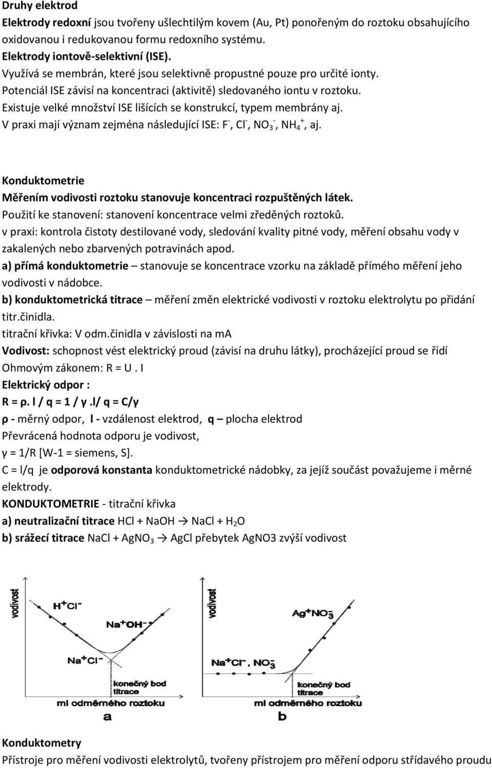 Existuje velké množství ISE lišících se konstrukcí, typem membrány aj. V praxi mají význam zejména následující ISE: F -, Cl -, NO 3 -, NH 4 +, aj.