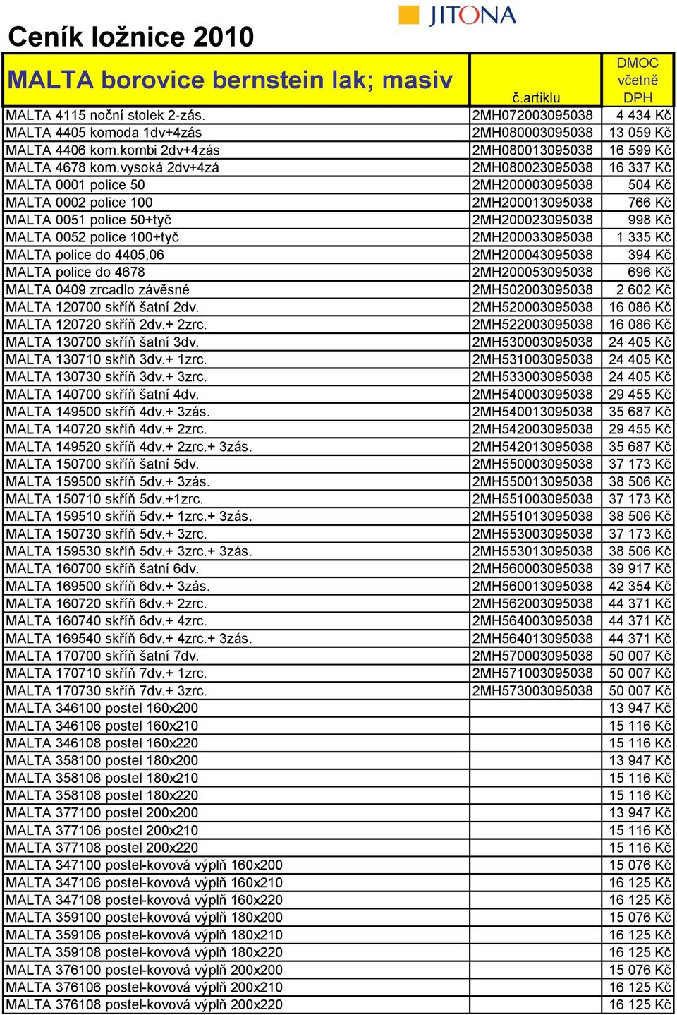 vysoká 2dv+4zá 2MH080023095038 16 337 Kč MALTA 0001 police 50 2MH200003095038 504 Kč MALTA 0002 police 100 2MH200013095038 766 Kč MALTA 0051 police 50+tyč 2MH200023095038 998 Kč MALTA 0052 police