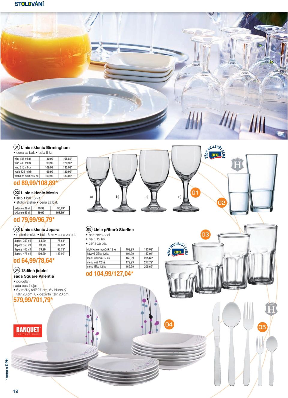 Mesin sklo bal.: 6 ks stohovatelné cena za bal. sklenice 29 cl79,99 96,79 * sklenice 35 cl89,99 108,89 * od 79,99 /96,79* a) b) c) d) Linie sklenic Jepara materiál: sklo bal.: 6 ks cena za bal.