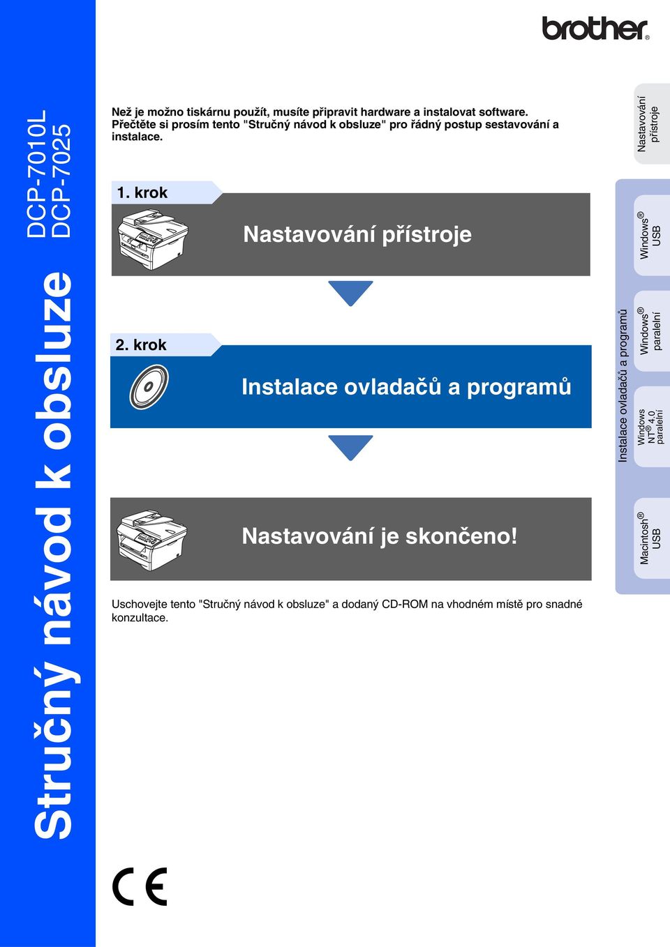 krok Nastavování přístroje Nastavování přístroje USB Stručný návod k obsluze 2.