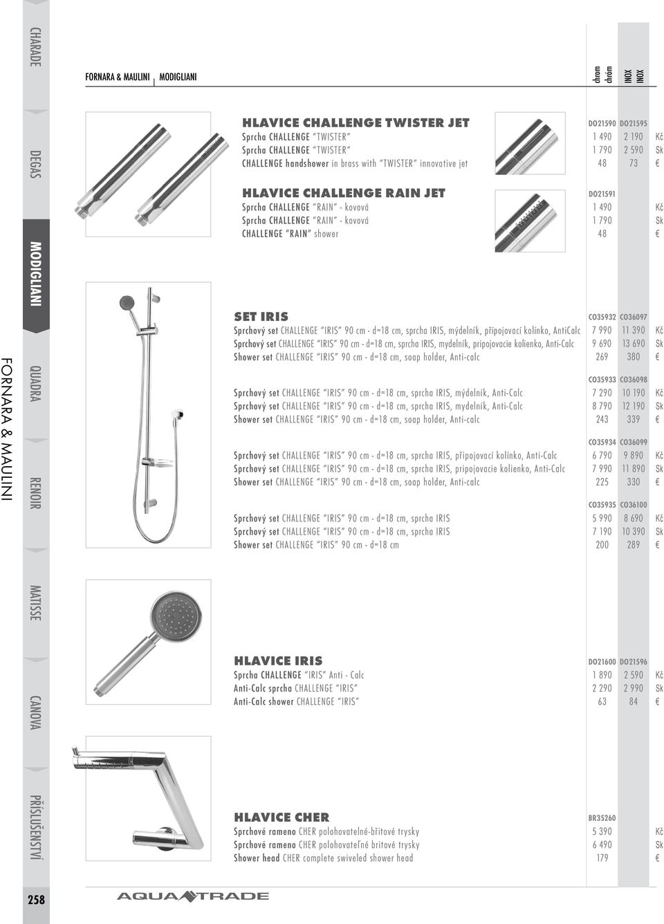 IRIS, mýdelník, přípojovací kolínko, AntiCalc Sprchový set CHALLENGE IRIS 90 cm - d=18 cm, sprcha IRIS, mydelník, pripojovacie kolienko, Anti-Calc Shower set CHALLENGE IRIS 90 cm - d=18 cm, soap