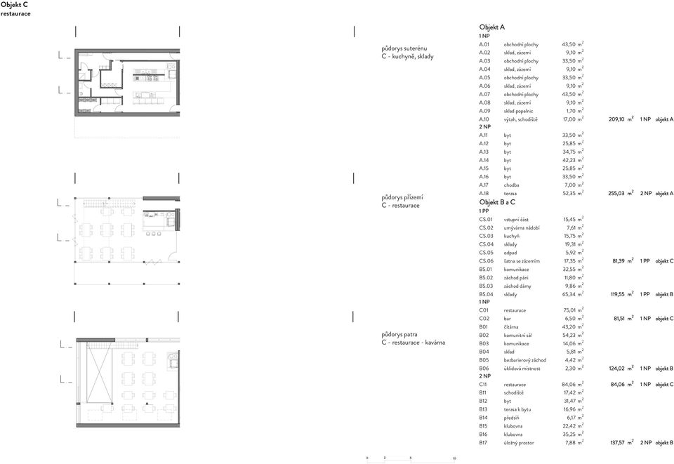 08 sklad, zázemí 9,10 m 2 A.09 sklad popelnic 1,70 m 2 A.10 výtah, schodiště 17,00 m 2 209,10 m 2 1 NP objekt A 2 NP A.11 byt 33,50 m 2 A.12 byt 25,85 m 2 A.13 byt 34,75 m 2 A.14 byt 42,23 m 2 A.