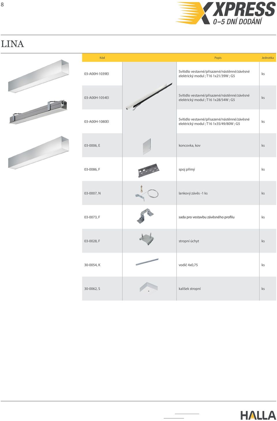 Svítidlo vestavné/přisazené/nástěnné/závěsné elektrický modul ; T16 1x35/49/80W ; G5 03-0006, E koncovka, kov