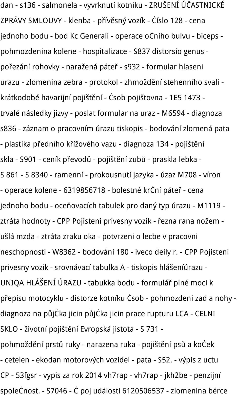 havarijní pojištění - čsob pojištovna - 1E5 1473 - trvalé následky jizvy - poslat formular na uraz - M6594 - diagnoza s836 - záznam o pracovním úrazu tiskopis - bodování zlomená pata - plastika