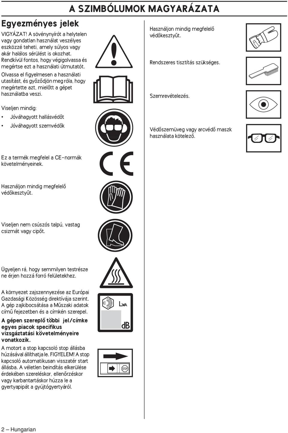Olvassa el figyelmesen a használati utasítást, és gyœzœdjön meg róla, hogy megértette azt, mielœtt a gépet használatba veszi.