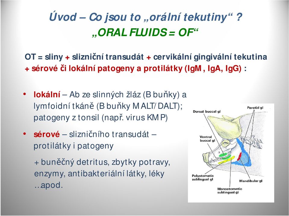 patogeny a protilátky (IgM, IgA, IgG) : lokální Ab ze slinných žláz (B buňky) a lymfoidní tkáně (B