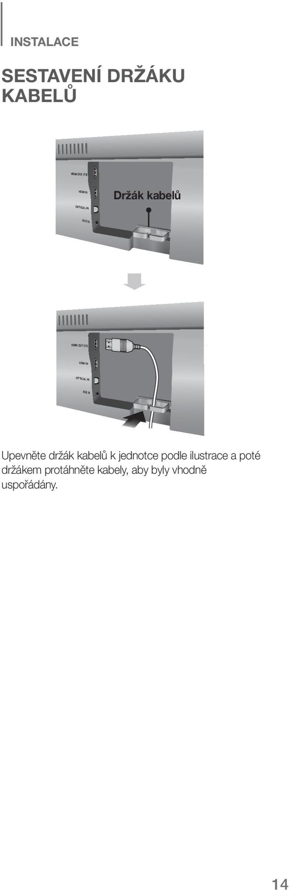 kabelů k jednotce podle ilustrace a poté