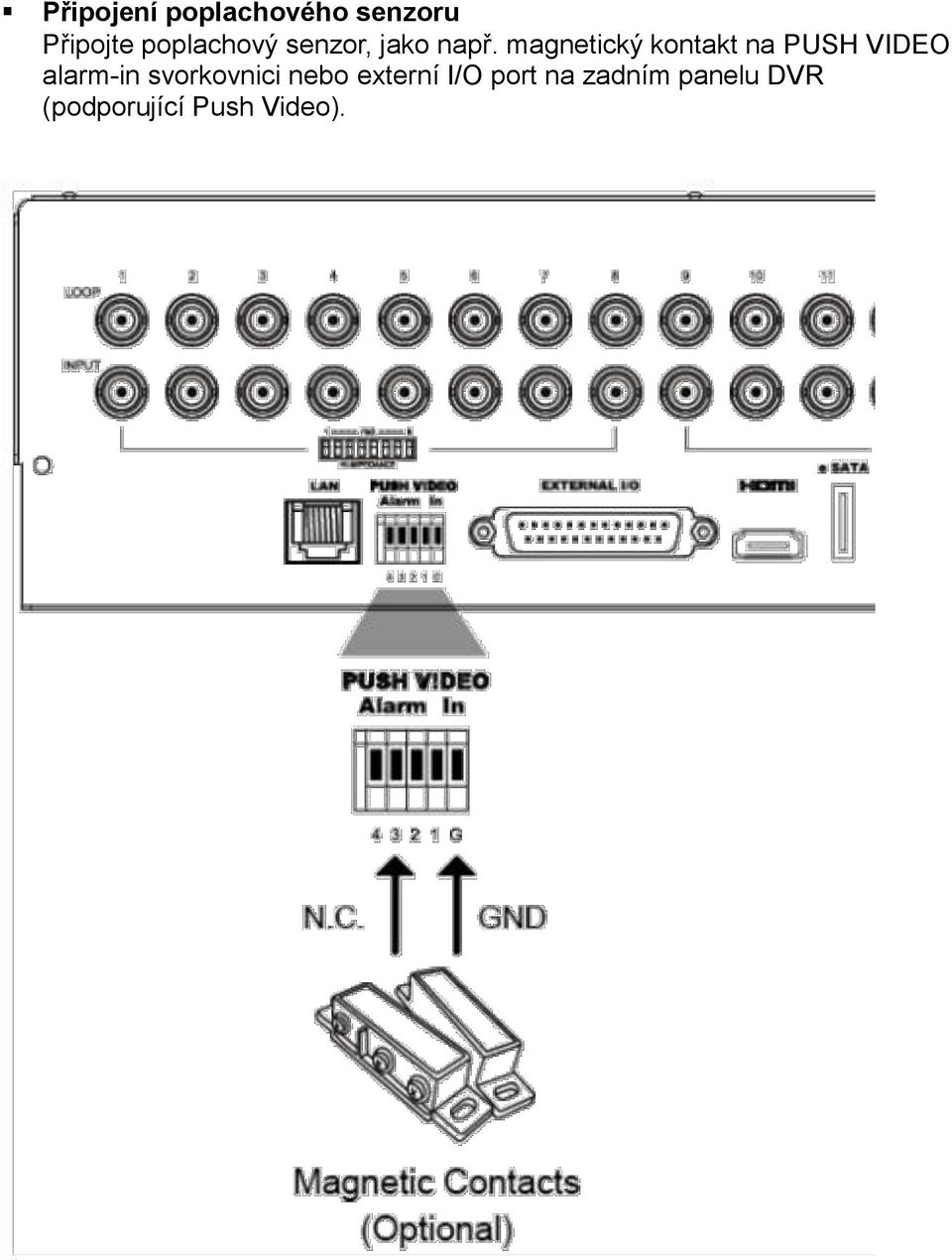 magnetický kontakt na PUSH VIDEO alarm-in