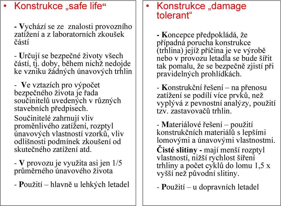 Součinitelé zahrnují vliv proměnlivého zatížení, rozptyl únavových vlastností vzorků, vliv odlišnosti podmínek zkoušení od skutečného zatížení atd.