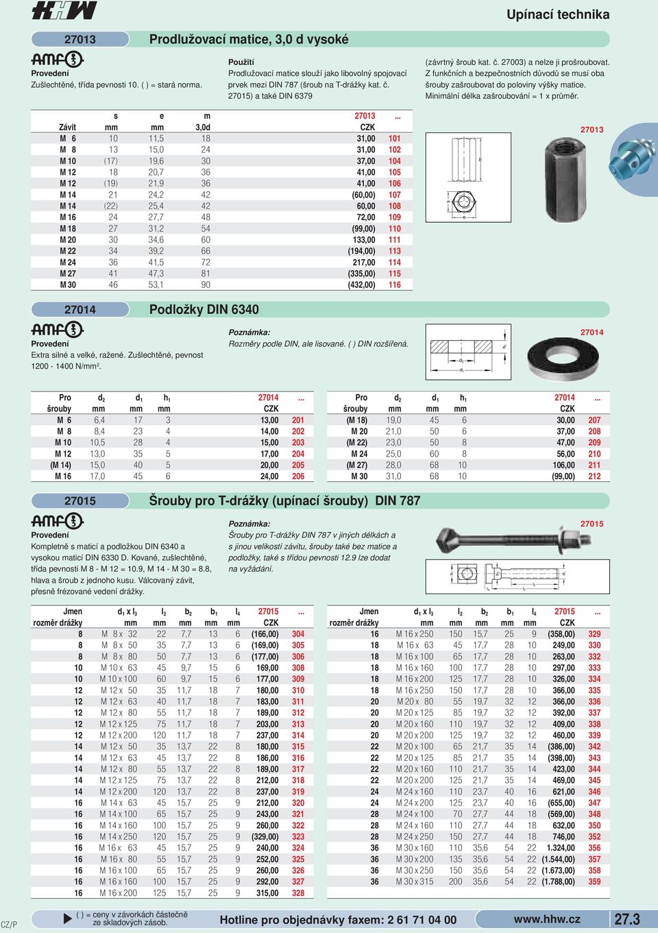 zašroubování = 1 x průměr s e m 27013 Závit mm mm 3,0d ZK M 6 10 11,5 18 31,00 101 M 8 13 15,0 24 31,00 102 M 10 (17) 19,6 30 37,00 104 M 12 18 20,7 36 41,00 105 M 12 (19) 21,9 36 41,00 106 M 14 21
