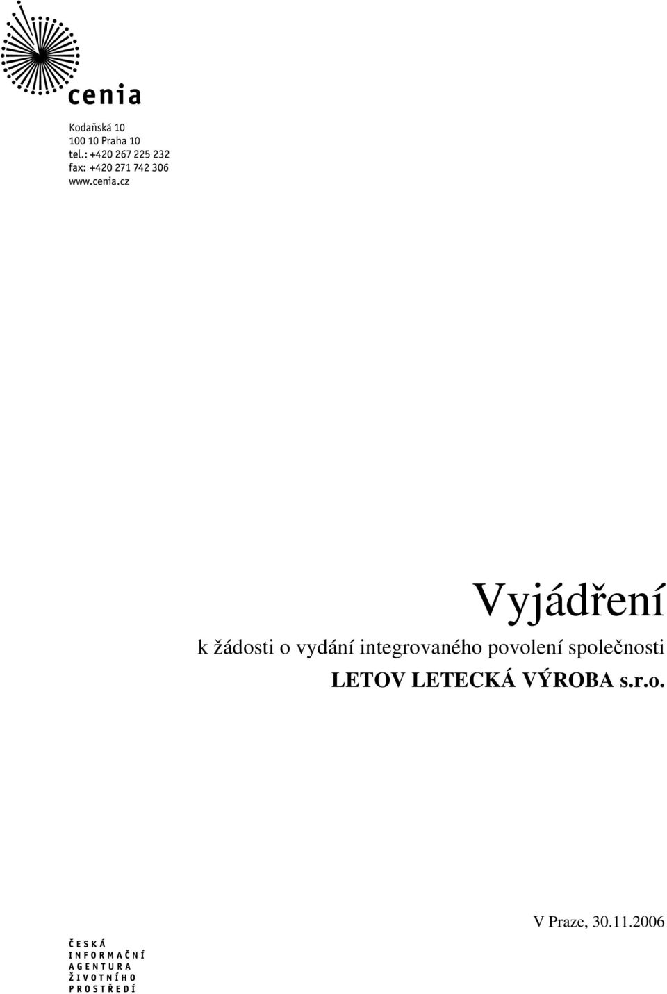 povolení společnosti LETOV