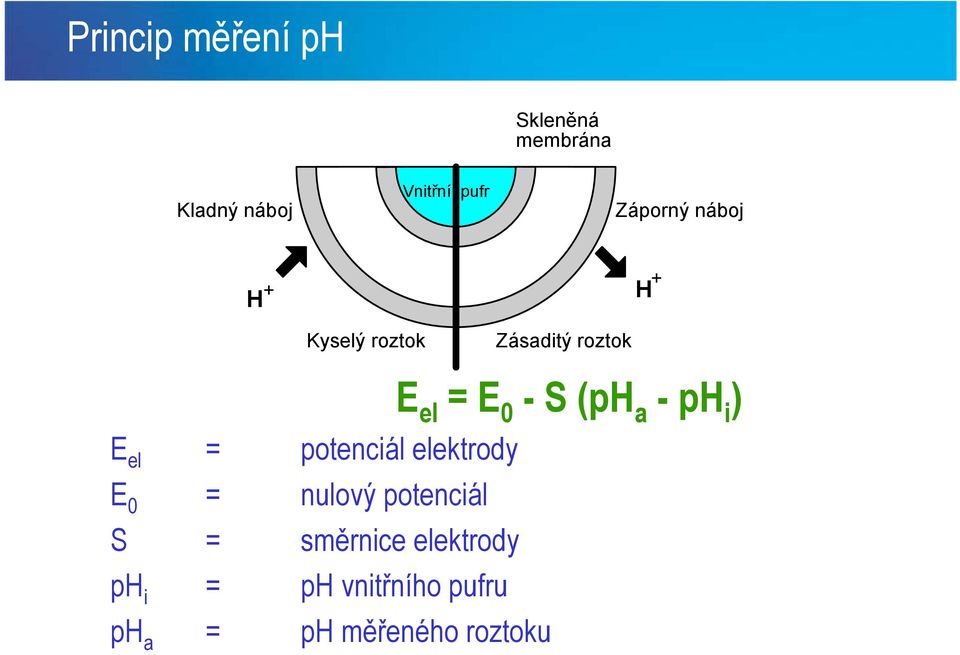 potenciál elektrody E 0 = nulový potenciál S = směrnice elektrody