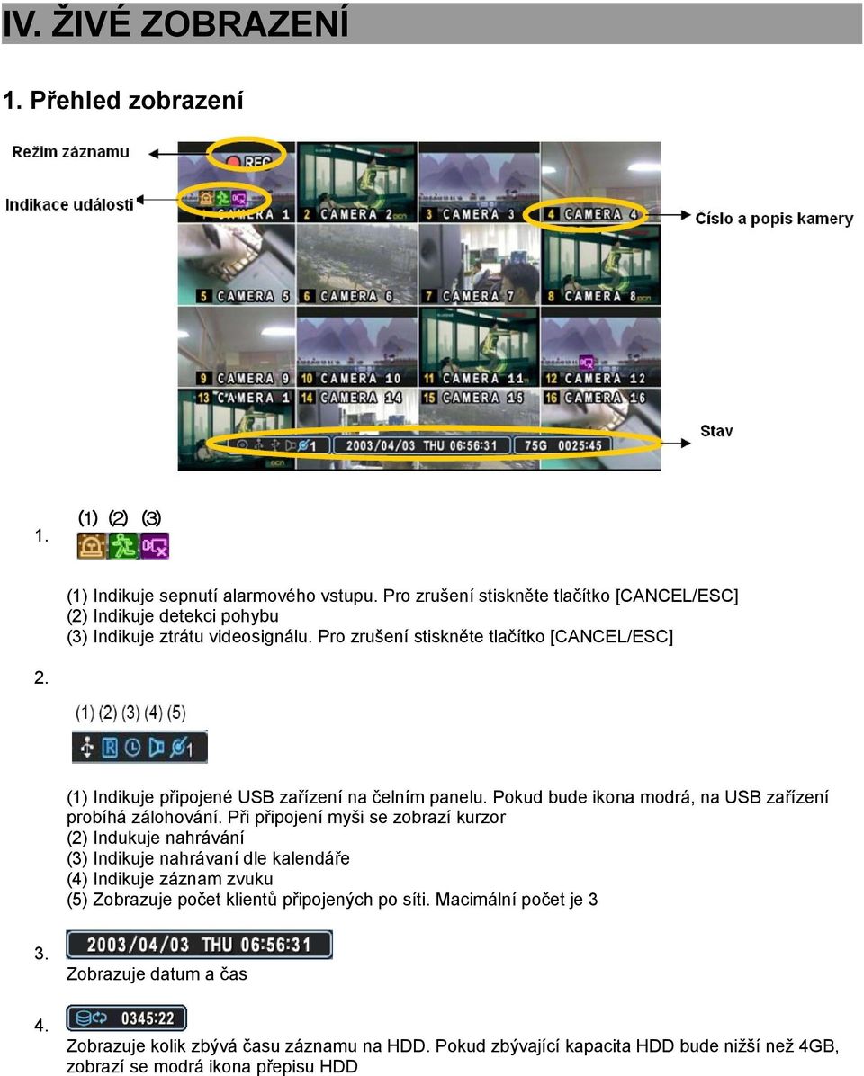 (1) Indikuje připojené USB zařízení na čelním panelu. Pokud bude ikona modrá, na USB zařízení probíhá zálohování.