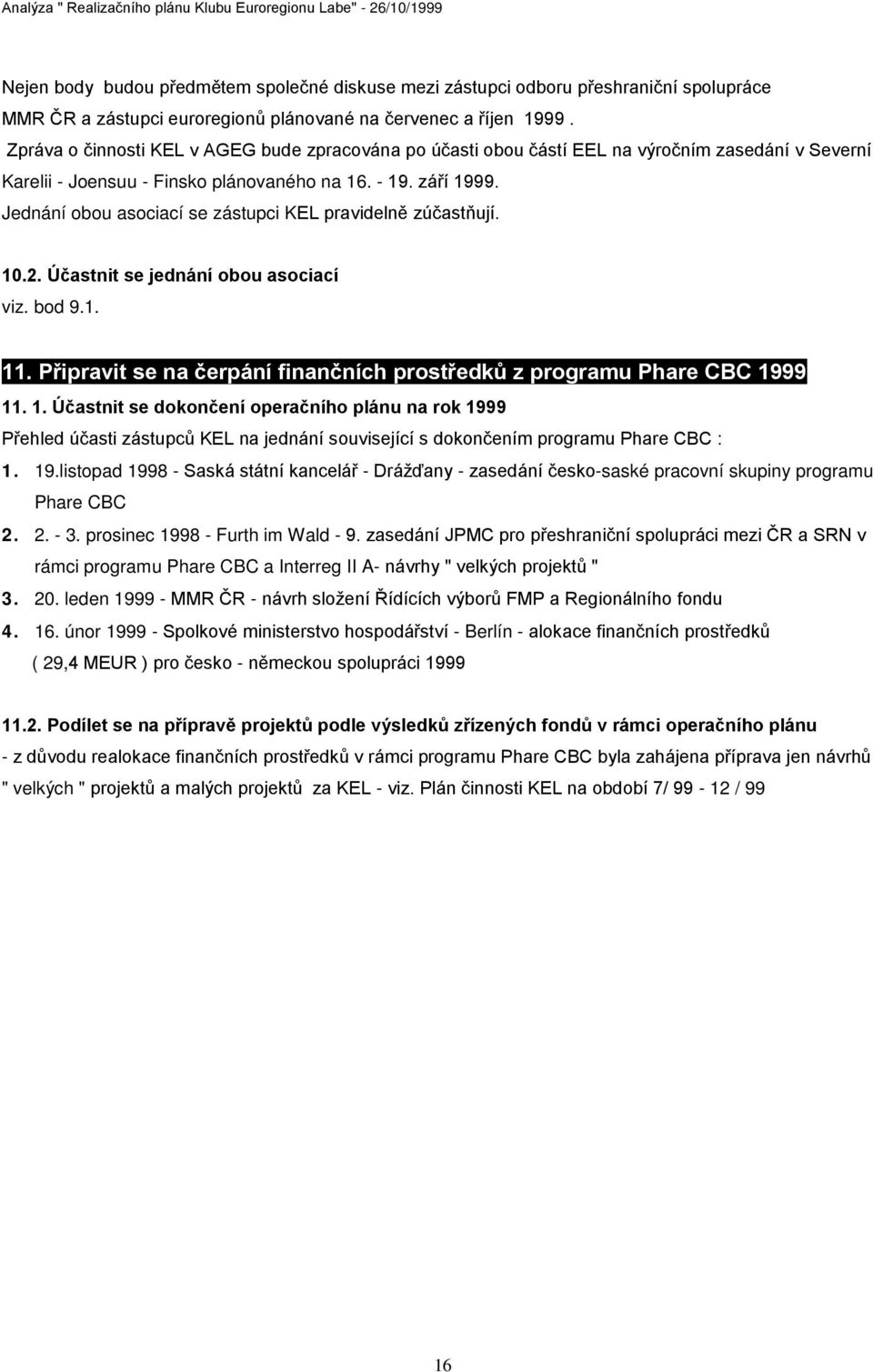 listopad 1998 - - - -saské pracovní skupiny programu Phare CBC 2. 2. - 3.