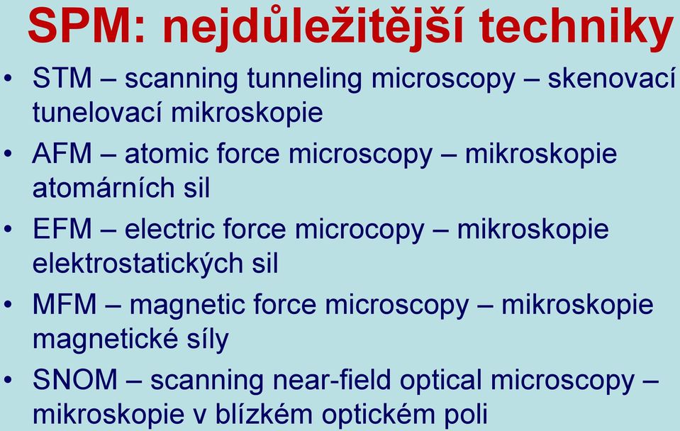 microcopy mikroskopie elektrostatických sil MFM magnetic force microscopy mikroskopie