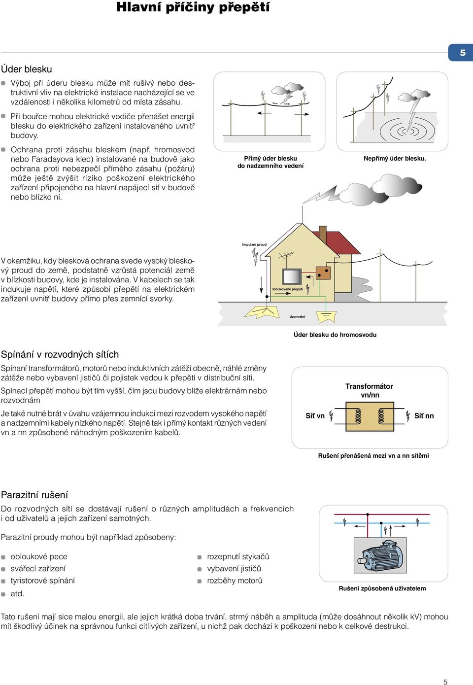 hromosvod nebo Faradayova klec) instalované na budově jako ochrana proti nebezpečí přímého zásahu (požáru) může ještě zvýšit riziko poškození elektrického zařízení připojeného na hlavní napájecí síť