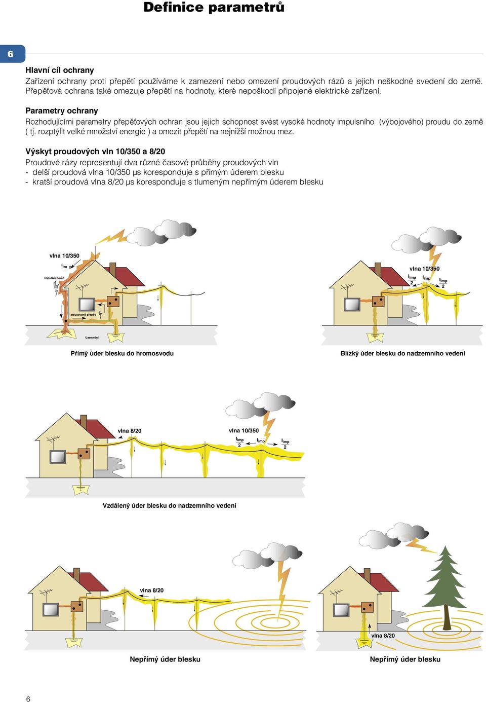 Parametry ochrany Rozhodujícími parametry přepěťových ochran jsou jejich schopnost svést vysoké hodnoty impulsního (výbojového) proudu do země ( tj.