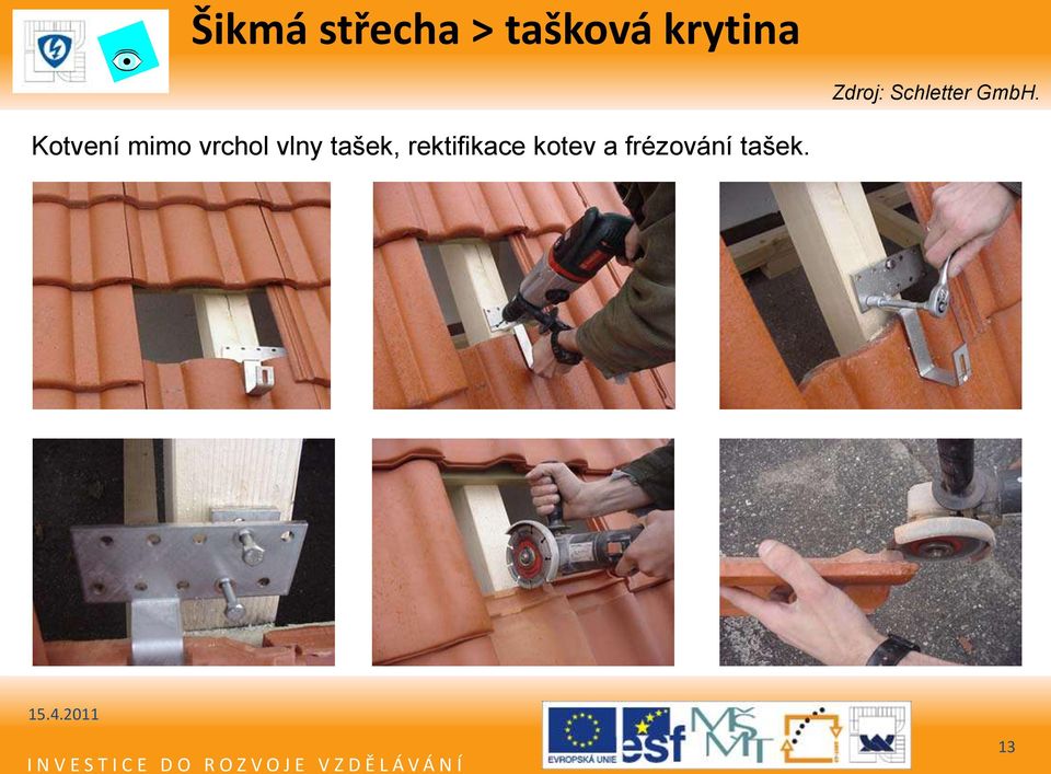 Kotvení mimo vrchol vlny tašek,