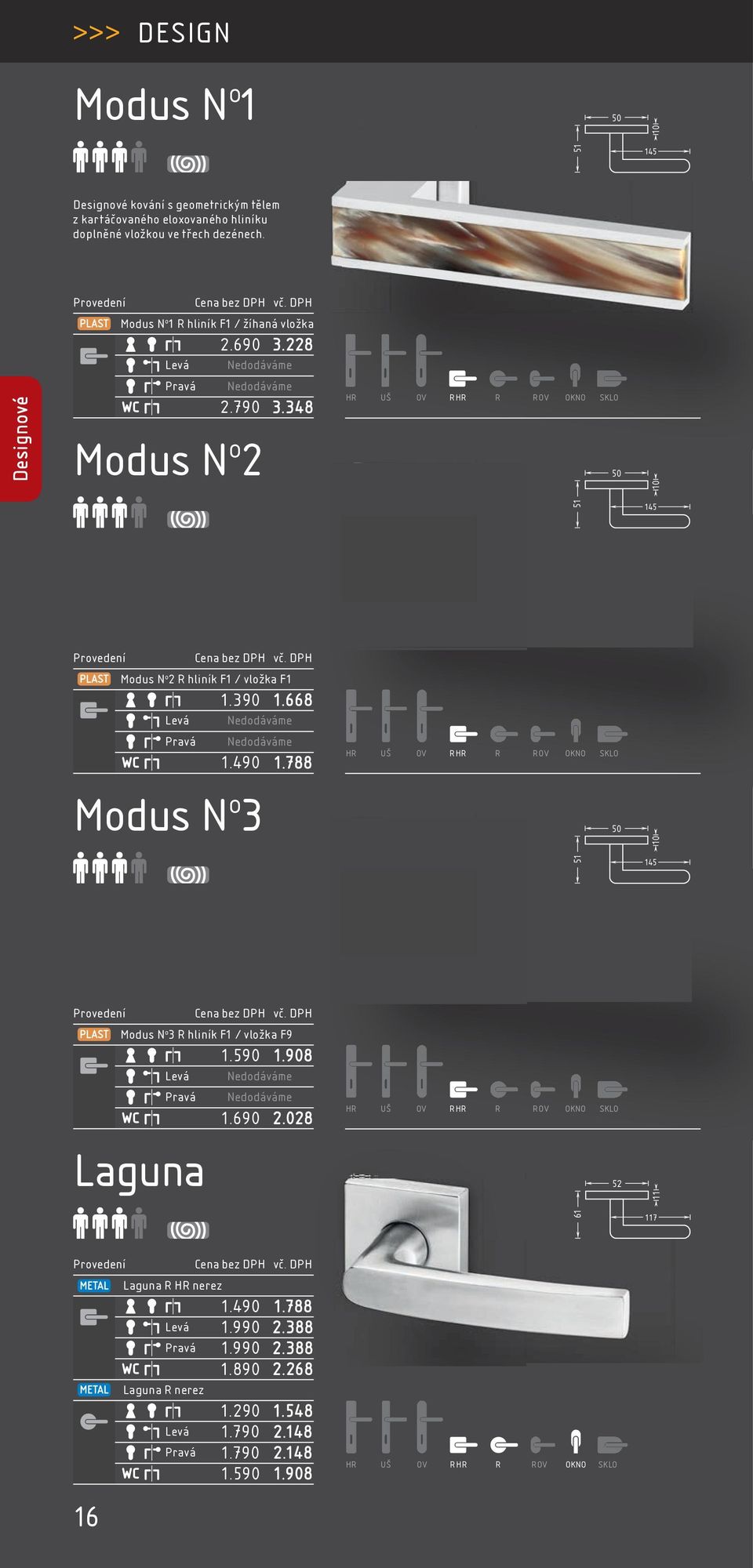 348 50 10 51 145 Modus N o 2 R hliník F1 / vložka F1 Levá Pravá Modus N o 3 1.390 1.668 1.490 1.