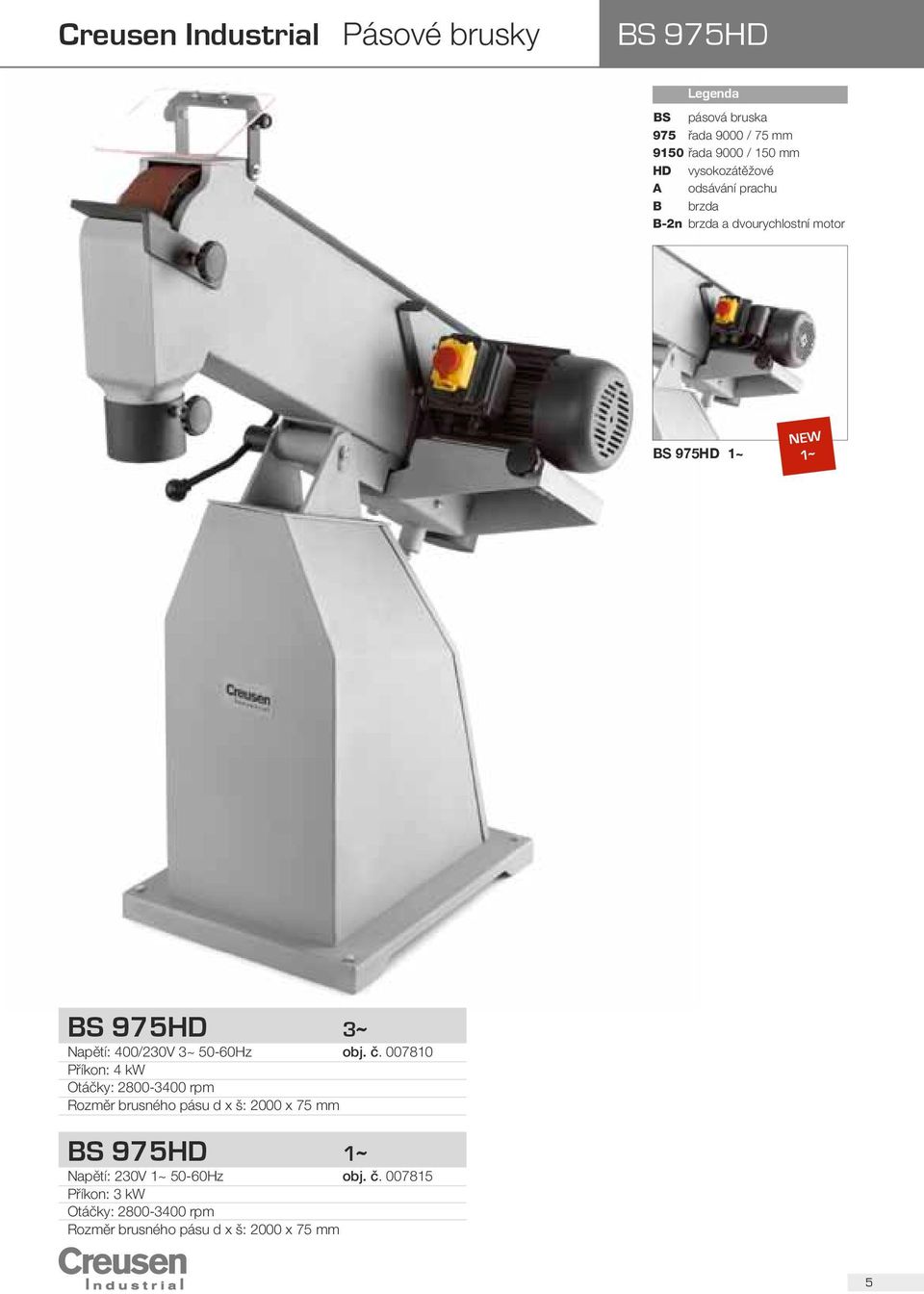 BS 975HD 3 ~ Napětí: 400/230V 3~ 50-60Hz obj. č.