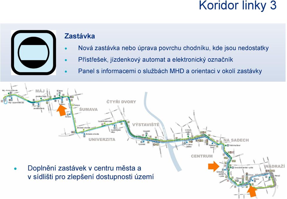 označník Panel s informacemi o službách MHD a orientaci v okolí