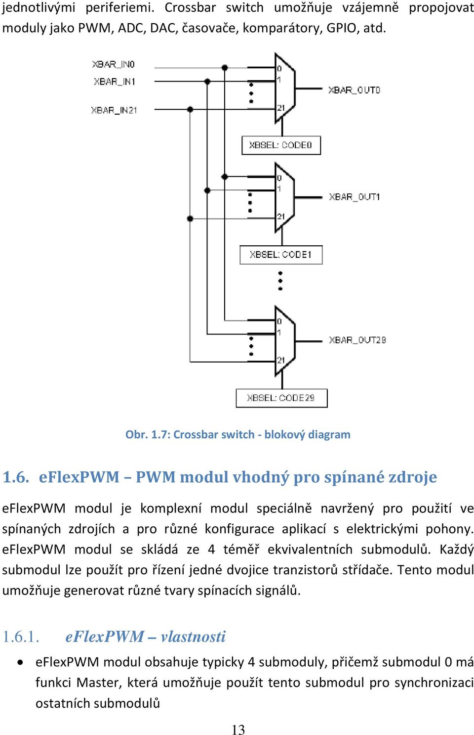 eflexpwm modul se skládá ze 4 téměř ekvivalentních submodulů. Každý submodul lze použít pro řízení jedné dvojice tranzistorů střídače.