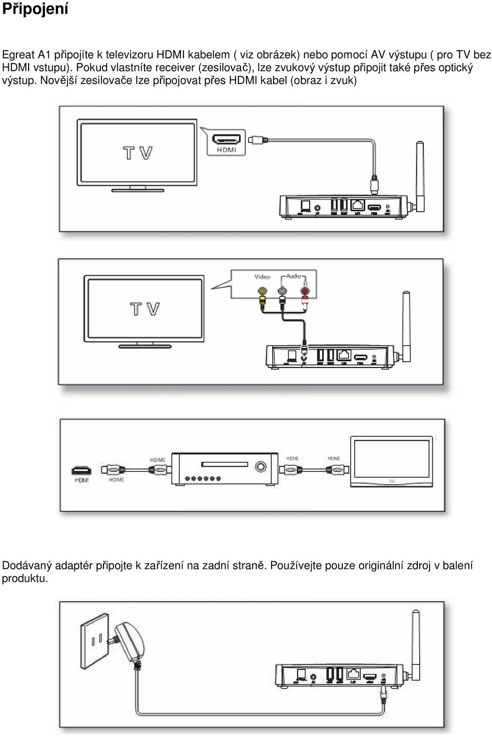 Pokud vlastníte receiver (zesilovač), lze zvukový výstup připojit také přes optický výstup.