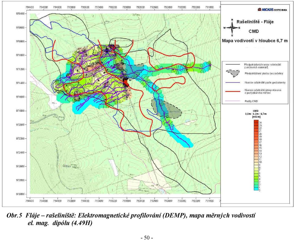 profilování (DEMP), mapa