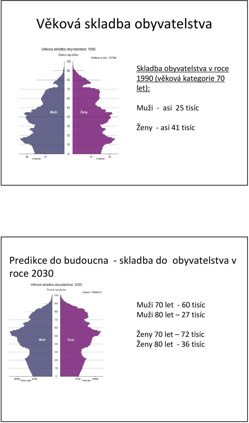 Predikce do budoucna -skladba do obyvatelstva v roce 2030 Muži 70